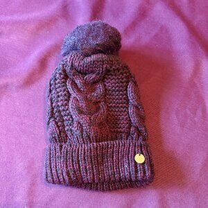Express Women's Cable Knit Pom Pom Beanie Purple Winter Hat